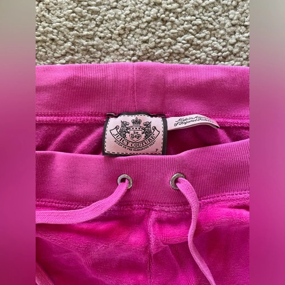 Juicy Couture Pink Velour Flare Track Pants P Petite Y2K McBling Lounge 2000s